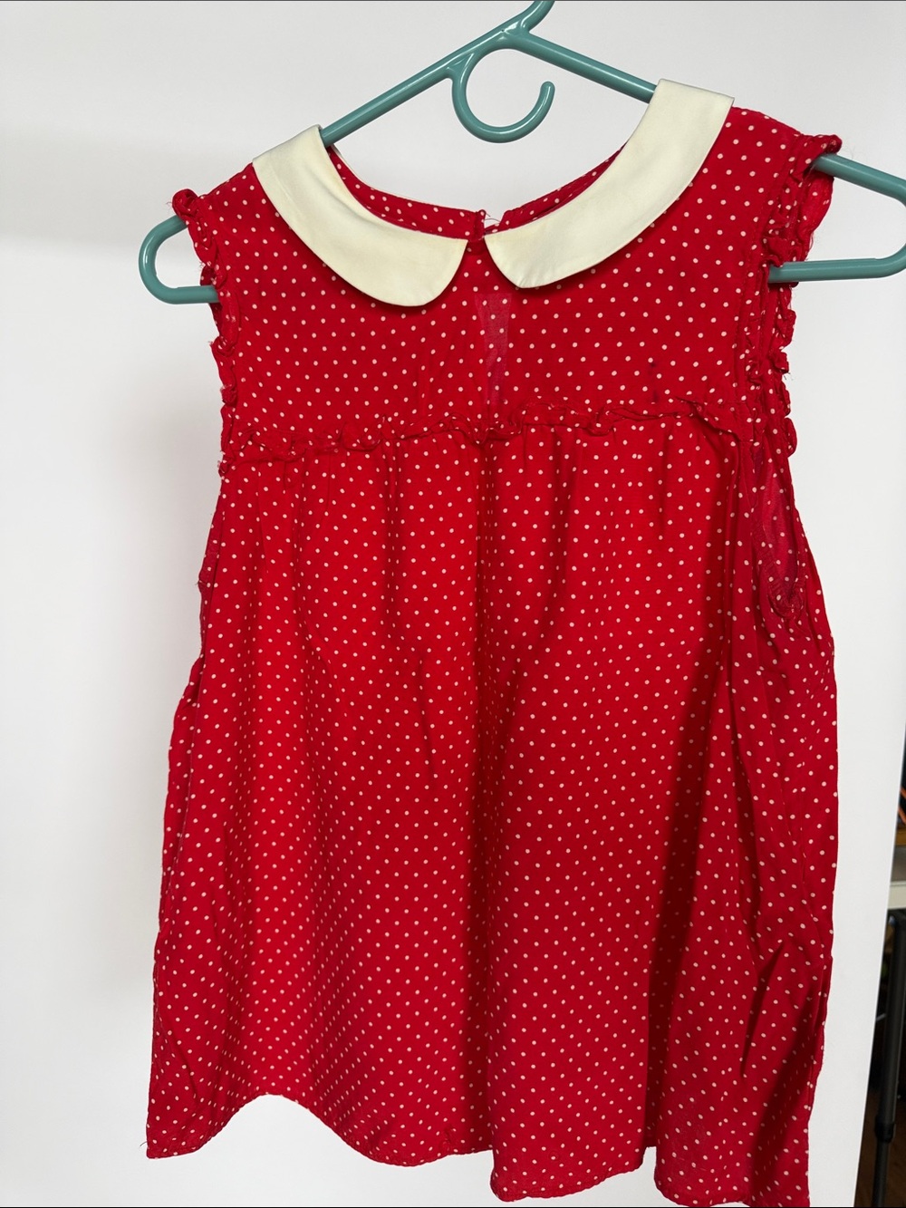 TOPSHOP Red Polka Dot Peter Pan Collar Top